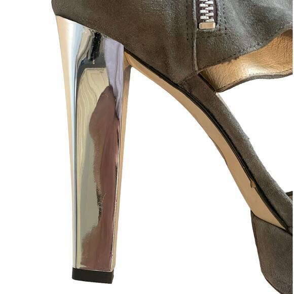 Michael Kors Platform Suede Stiletto Heels Womens Size 9 Gray Open Toe - Picture 3 of 11